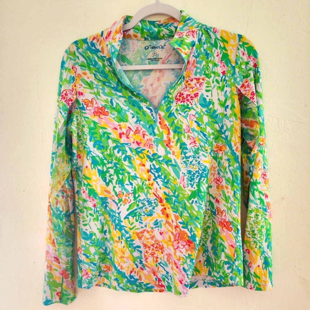 IBKUL Athletic Long sleeve with vented arms and zip up size small